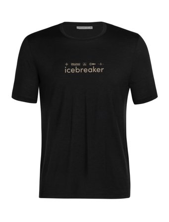 Icebreaker Men's Tech Lite II Short Sleeve Tee Nature Touring Club Men short-sleeved sweaters Black XL