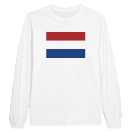 Långärmad T-shirt - PIXELFORMA - Nederländernas flagga - Vit - Regular fit - Vuxen