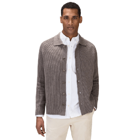 John Henric Cotton Rib Knitted Cardigan (milo) Tröjor Herr Brun XXL