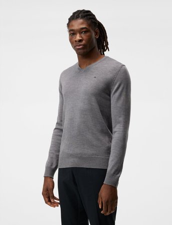 J. Lindeberg Lymann Merino V-Neck Sweater - Grey - S