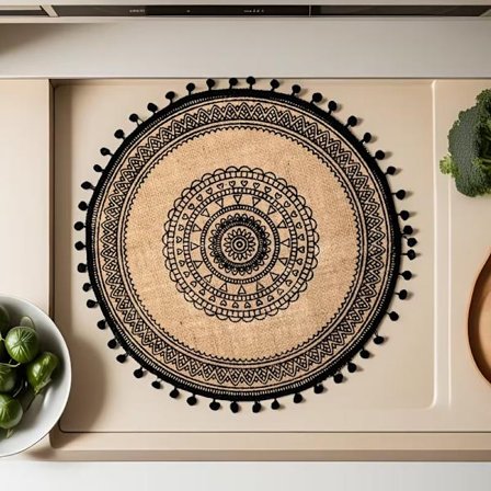 Sæt af runde dækkeservietter med hjertemønster, perfekt til Valentinsdagsdekorationer.