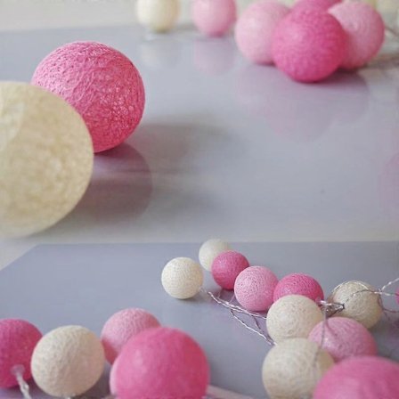 Fairy Lights LED Lyskæde Stik Indendørs - 3M 20 Stk Bomuldskugle Lyskæde Stjerne Væglampe Bryllup Juledekoration [Energiklasse A+++]