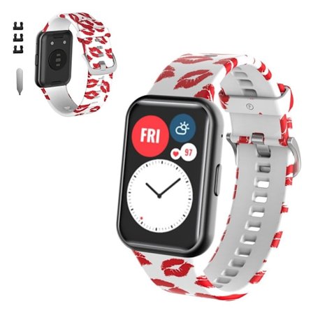 Huawei Watch Fit patterned silicone watch band - Red Lip