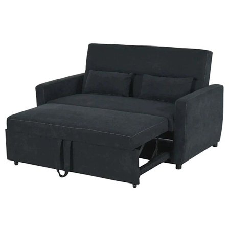 Rootz Sovesofa - Foldesofa - 2-personers stofsofa - Sofa med sovefunktion - Justerbar vinkel - Sort - 148 x 82 x 89 cm