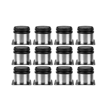 Sæt med 12 justerbare møbelben, diameter 50mm / højde 60mm rustfrit stål metalsofaben, sofabordeben til tv-skabe, arbejdsstationer,.