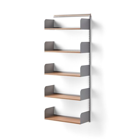Wall shelving SHAPE, add-on, wood shelves, 1951x800x300 mm, alu/white