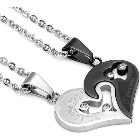 2 stk Par-Halskje Kjærlighetshjerte Puslespill Halskje Rustfritt Stål