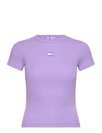 Tjw Slim Badge Rib Tee Pink Tommy Jeans