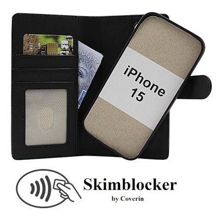Skimblocker iPhone 15 Magnet Plånboksfodral