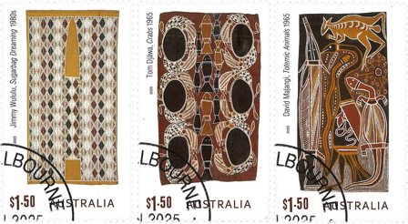 Australien - Bark malerier - Stemplet sæt 3v
