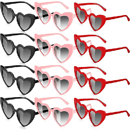 12 par hjerteformede solbriller til polterabend - hjerteformede solbriller i vintage cat mod retro-stil til kvinder til sommerfest
