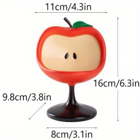 2-Vånings Nyckelorganisatör med Söt Äppleansiktsdesign - Hållbar Ring- & Örhängeshållare i Resin för Hem, Kontor