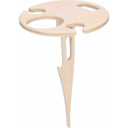 Strand Træ Vinstabel, Sammenklappeligt Picnicbord med Vinflaskeholder, til Udendørsbrug (Mini Sammenklappeligt Bord)