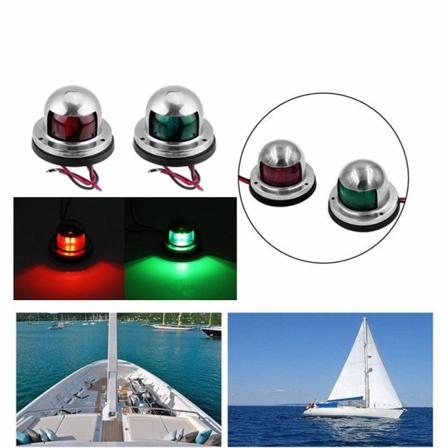 2 STK- Bilyacht rustfritt stål Marine LED-navigasjonslys Rødt Grønt Signallys Utenbordslys 12V