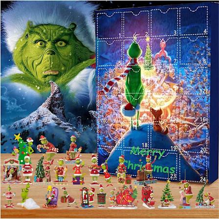 Julekalender med 24 dages nedtælling Grinch-figurer Legetøj Julegaver Ideel