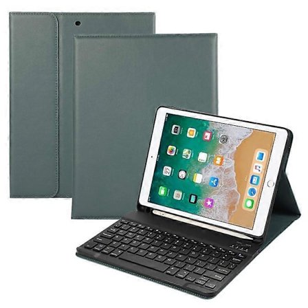 Kompatibelt för iPad Air (2013) / Air 2 / 9,7-tum (2017) / (2018) Bluetooth-tangentbord Läderfodral Ställ med pennhållare