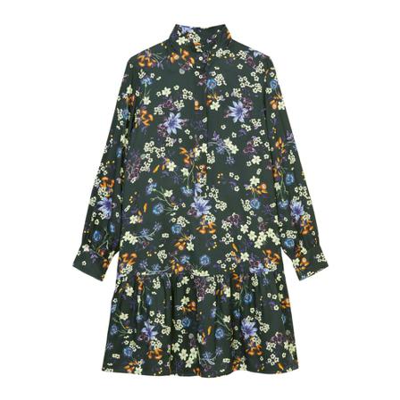 Marc O'Polo Wide voluminous Kjole with an all-over print Grøn, Dame