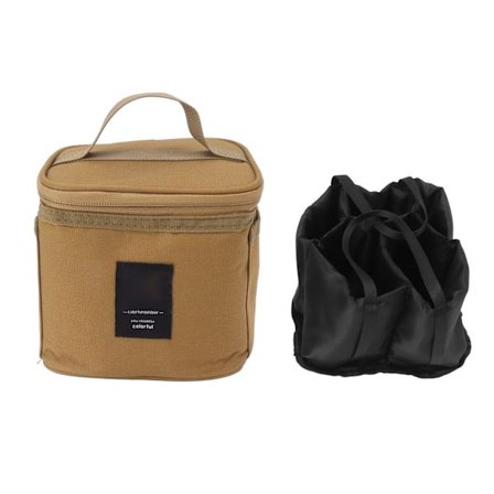 Bærbar krydderiflaske taske med aftagelig rumdeler Oxford stof til BBQ Picnic Camping Khaki