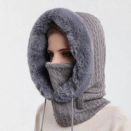 Dam En Del Slouchy Fleece Mössa Hattar Halsduk Mask Dragsko Varm Huvhatt