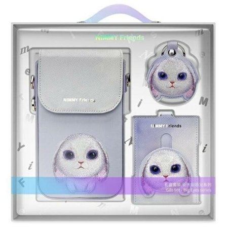 Nimmy Big Eyed Pet 2.0 Rabbit 3-i-1-telefontaske + pung + sporingsetui - Lilla