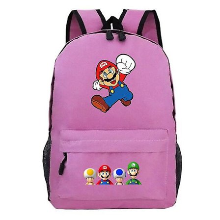 Super Mario Rygsæk Drenge Piger Skole Rygsæk Skoletaske Rejse Rygsæk Tasker Kvinder Rygsæk Mænd Laptop Rygsæk Pink