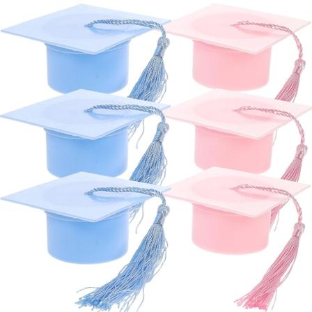 6 stk. Hettegaveesker til eksamen, eksamenhette med kvast, godteribokser, festgaver, assorterte farger Assorted Color 2 6.5X6.5X3.2CM
