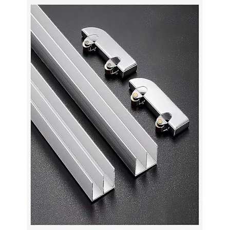 Akrylglasspor, fortykket 5 mm glass skyvedør, dobbeltspor utstillingsmonterspor, aluminiumslegeringsskinnehjultilbehør (20 cm/8 tommer).