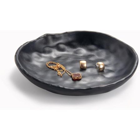 Nøkkelbolle Svart Ringfat Liten Dekorativ Smykkeorganisatorkurv Fat Rundt Pyntefat for Entré Kommode Dekorasjon