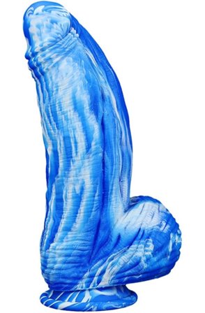 Silicone Dildo Fat Dick Blue-White 25cm - Woome.pl