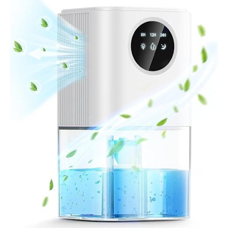 Bærbar affugter med 1700 ml vandtank – Timerfunktion & Flerfarvet natlampe