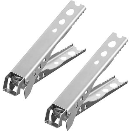 2 ST 3 i 1 Multifunktionell Grytlappsfångare Värmebeständig Pannklämma i Rostfritt Stål & Serveringstång för Kök Mikrovågsugn & Utomhusbruk