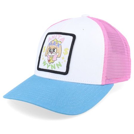 Iconic - Vit trucker Keps - Anita Max Wynn Patch White/Pink/Light Blue Trucker @ Hatstore
