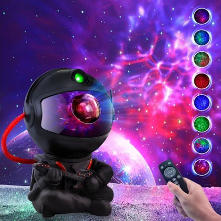 Astronaut Stjärnhimmel Projektor Nattlampa, Projektor Rymd Stjärnhimmel Tak LED-Lampa för Sovrum, Spelrum med Timer och Fjärrkontroll (Svart)