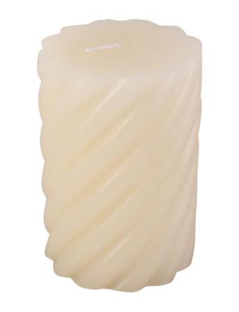 Pillar Candle Swirl Medium 49H Home Decoration Candles Block Candles Hvit Present Time