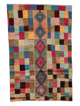 Berber Colourful Teppe Håndknyttet 115X177 Brun/Svart Afghanistan