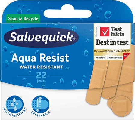 Salvequick Aqua Resist 22 stk, Medicin & Pleje, Plastre, Sårplastre
