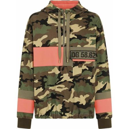 Dolce & Gabbana, Sweatshirt With Camouflage Print Zielony, Mężczyzna, Rozmiar: M