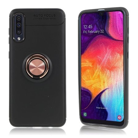 Samsung Galaxy A50 finger rings fodral - Svart / Rosenröd