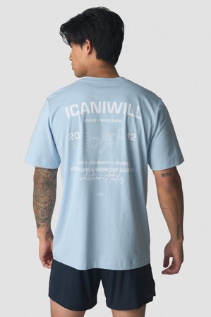 ICANIWILL - Everyday Cotton T-shirt Print Arctic Blue - Miehet - Treenivaatteet ICIW:ltä