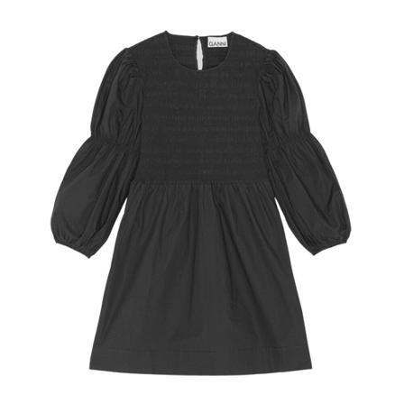 Ganni, Poplin Smock Mini Dress Zwart, Dames, Maat:M,Katoen