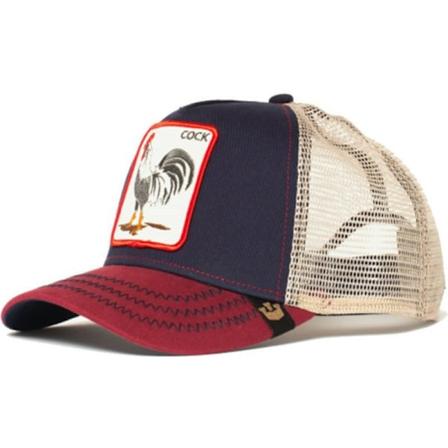 Tupptecknad Baseballkeps Lastbilskeps med Broderi Rooster navy red