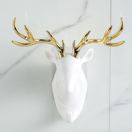 Hirvenpään ripustuskoukku Hirvensarven koristekoukku VALKOINEN