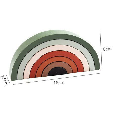 Regnbågsfärgade byggklossar i form av en valvbåge, Montessori-pedagogiskt spel för barn, kognitiva träleksaker för färg och form