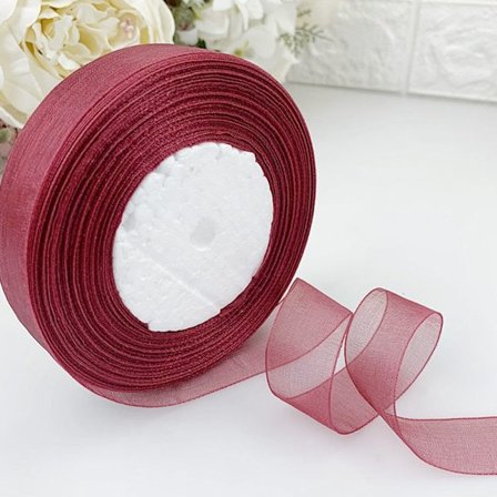 45M*2cm Sheer Chiffon Bånd Organza Blondebånd ROSE RED