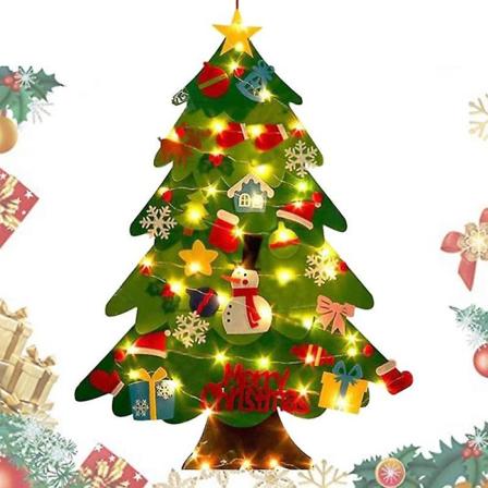 Gör-det-själv-filt julgran God Juldekorationer Juldekorationer Barn Gör-det-själv julgran Nyårspresenter för heminredning E LED
