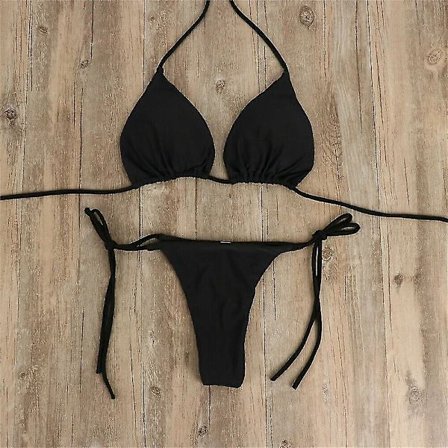 Naisten ultraohut elastinen Tanga-bikinisarja Sivusolmu Seksi Yksivärinen Uimapuku Side Tie Sexy Solid Color Swimsuit Bandage Style Brazilian Swimwear