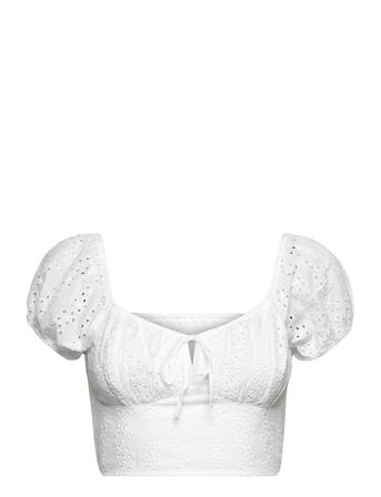Hco. Girls Wovens Crop Tops Short-sleeved Crop Tops Hvid Hollister