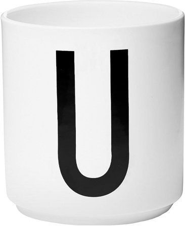 Design Letters Personlig Porcelæn Kop A-Z Hvid U, Tøj & Bolig, Køkken & Bord, Krus & Kopper