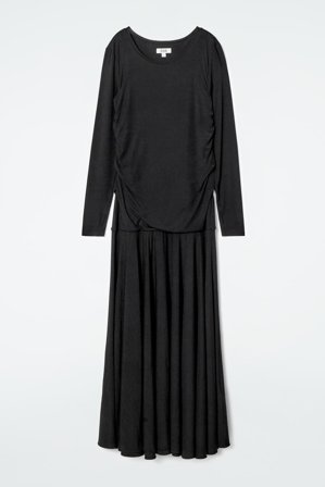 COS Women's Dropped Waist Jersey Maxi Dress in Black