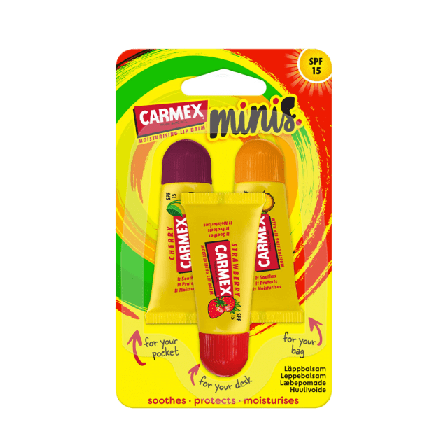 Carmex läppbalsam i minituber, 3 olika smaker Läppvård Unisex Gul